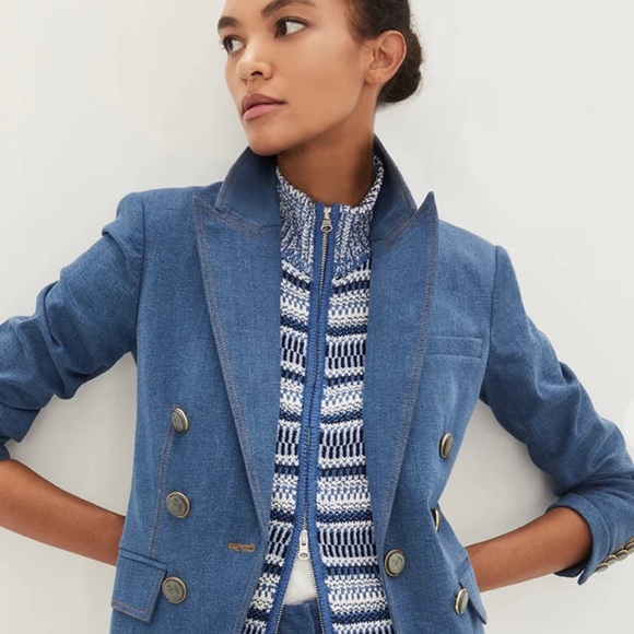 Veronica Beard Naira Jacket Cosmo Size 10 & Vivi Knit Dickey Blue Multi 00-14 - Picture 14 of 14